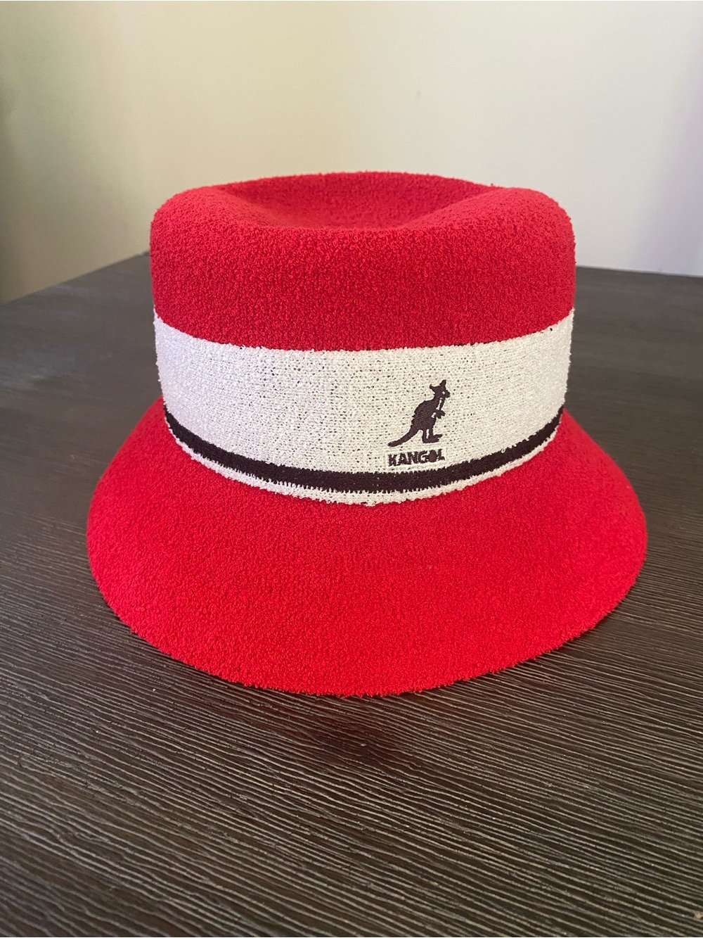 Kangol Red Bucket Hat with White Band